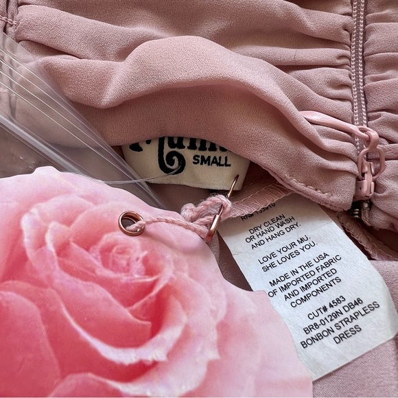 Show Me Your MuMu NWT Strapless Maxi Bonbon Dusty Blush Pink Size Small Dress - Picture 5 of 7